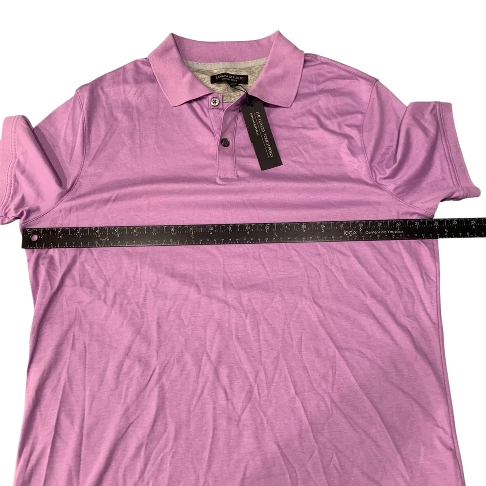 Banana Republic Luxury Touch Polo Shirt Large Purple Lilac 100% Cotton NWT